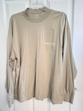 Fear of God Essentials Mock Neck Long T-Shirt, Size Small (Color: Wheat/Beige)